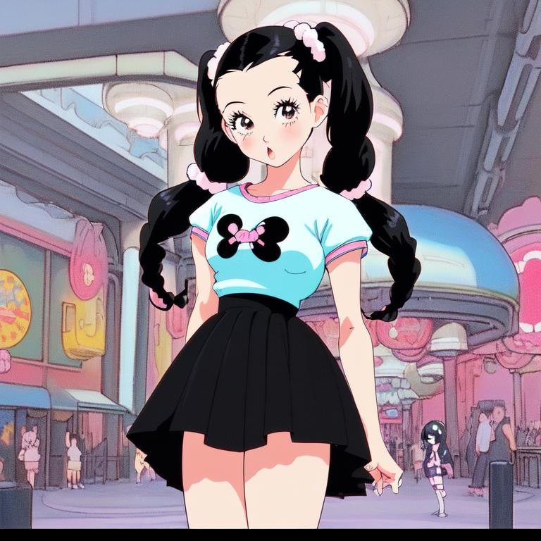 Retro girl with ponytails