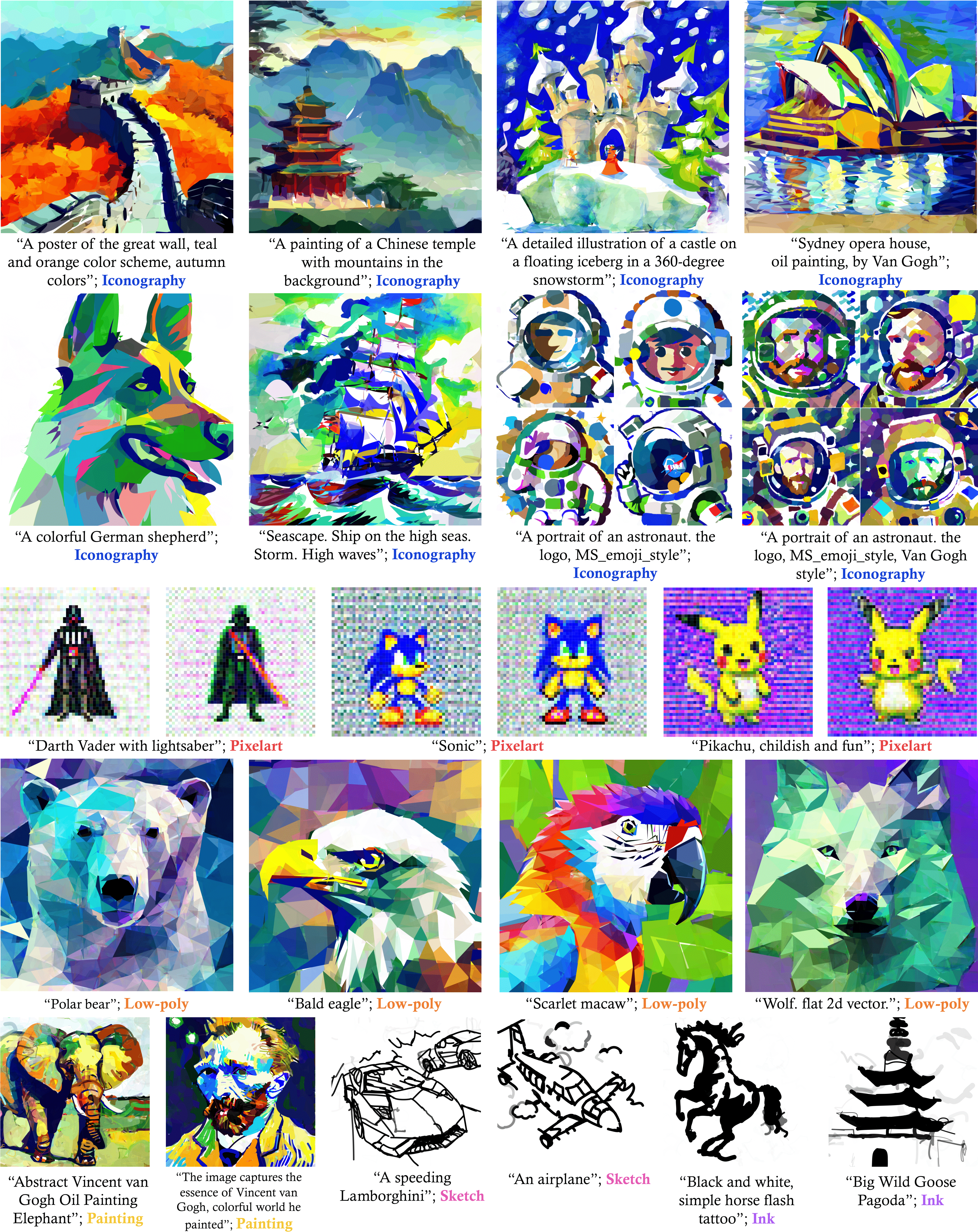 SVGDreamer Qualitative Results